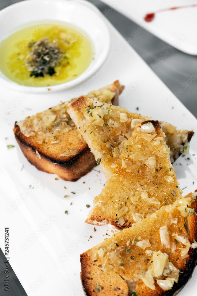 portuguese traditional tiborna garlic and herb toast tapas snack food