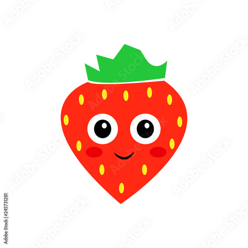 A wonderful concept of strawberry with eyes on a white background
