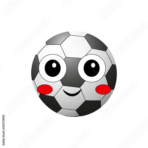 Great design of a soccer ball with cartoon eyes on a white background