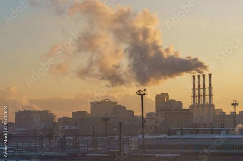 Canvas Print Industrial silhouettes of Moscow.