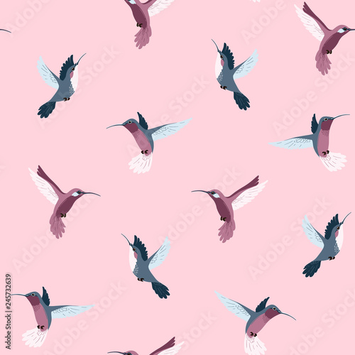 Flying hummingbird seamless pattern