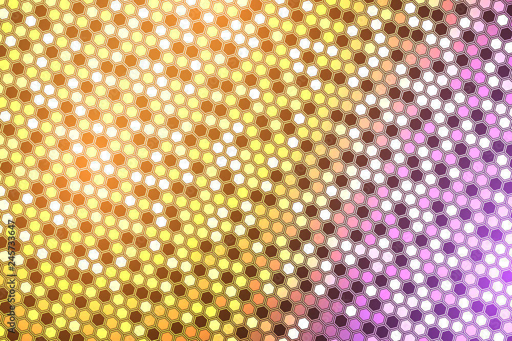 Abstract bright neon background. Technology hexagon illustration.