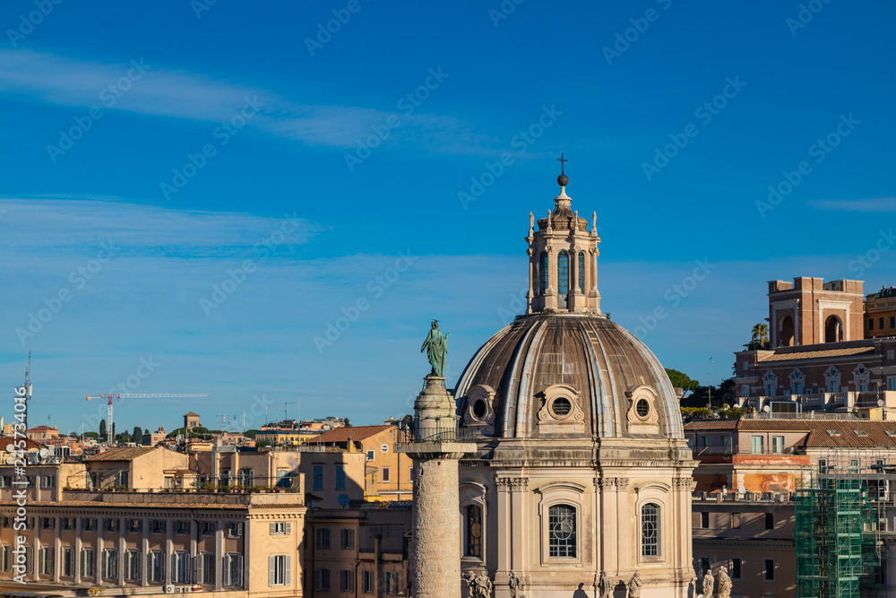 Church of the Most Holy Name of Mary (hiesa del Santissimo Nome di Maria) at the Trajan Forum and the Trajan's Column in Rome, Italy.