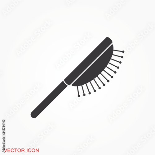 Hair brush icon logo, illustration, vector sign symbol for design
