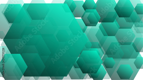 Green hexagonal artistic backdrop conception
