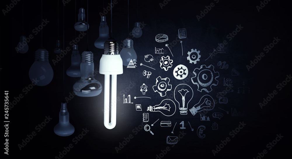 Fototapeta premium Bright idea in darkness
