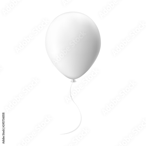 Balloon with ribbon mockup isolated on white background - front view. Vector illustration