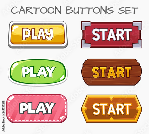 Cartoon buttons set game.Vector illustration
