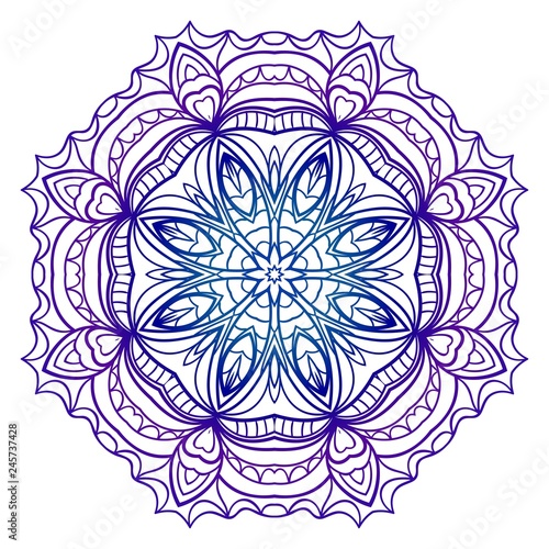 Blue, purple color Mandala. For Design, Greeting Card, Invitation, Coloring Book. Arabic, Indian, Motifs. Vector Illustration.