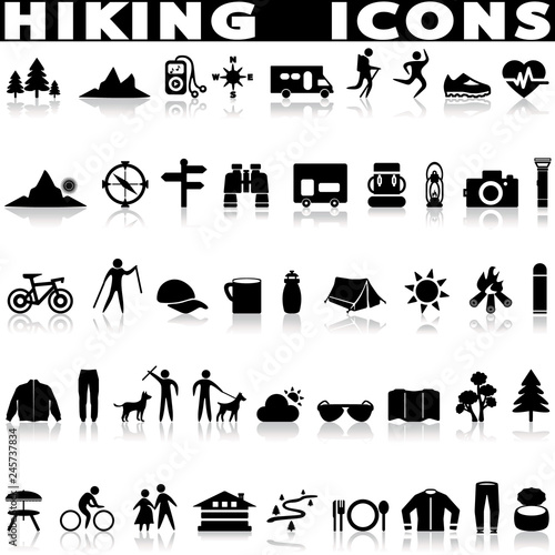 hiking icon set.