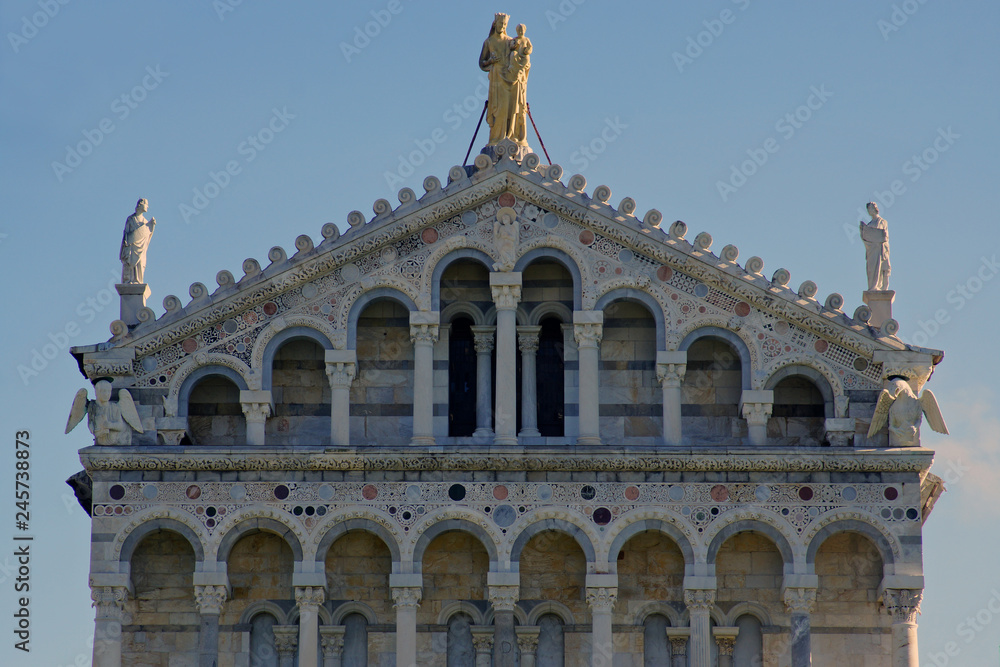 Facade of Santa Maria Assunta Cathedral in Pisa, Italy