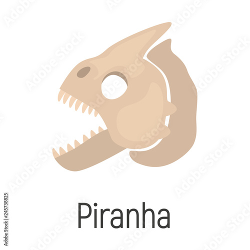 Piranha skull color vector icon. Flat design