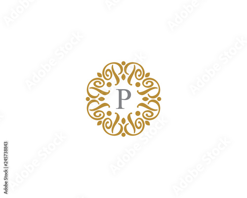 Monogram Letter P Frame Logo Icon 001