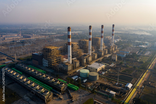 Aerial view. Power plants  industrial power  water and thermal energy