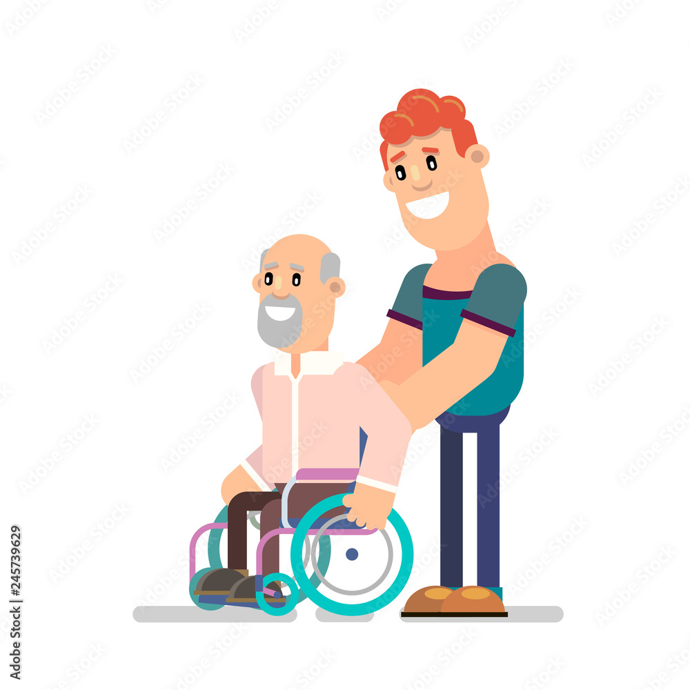 young boy and grandpa in a wheelchair