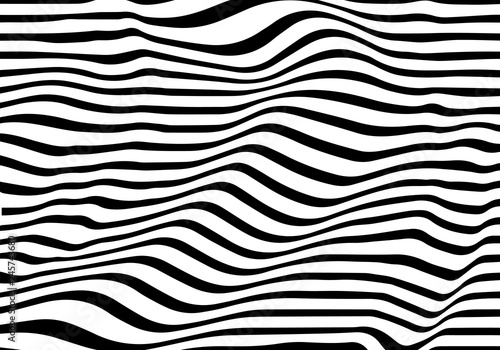 Black and white wave stripe optical abstract design. Vector background. curved lines © Yaroslav
