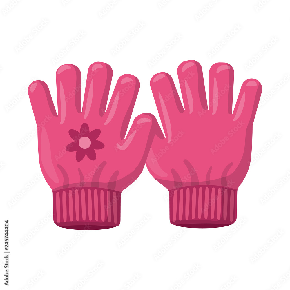 Obraz premium Vector illustration of glove and winter sign. Collection of glove and equipment stock vector illustration.