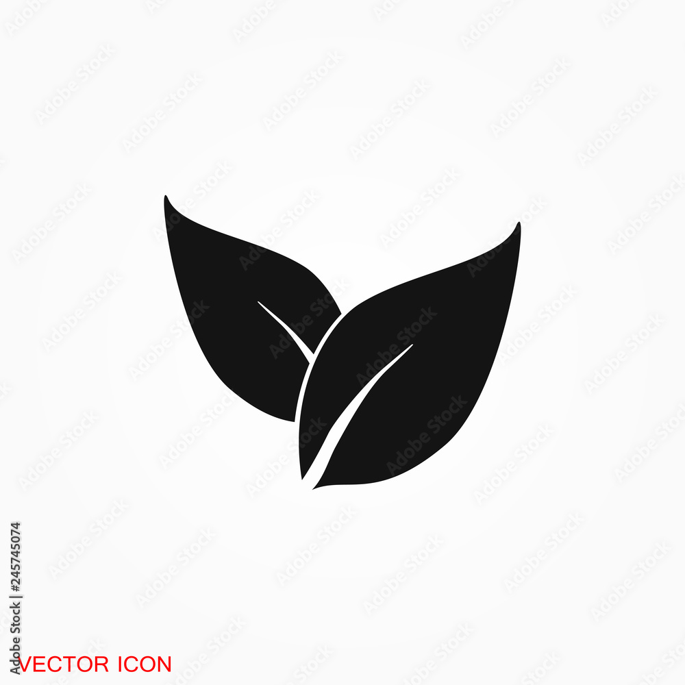 Fototapeta premium Leaf icon. Element ecology bio organic, logo, illustration, vector sign symbol for design