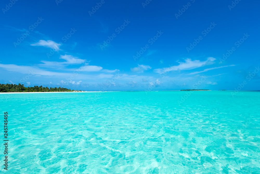 tropical Maldives island with white sandy beach and sea tropical Maldives island with white sandy beach and sea