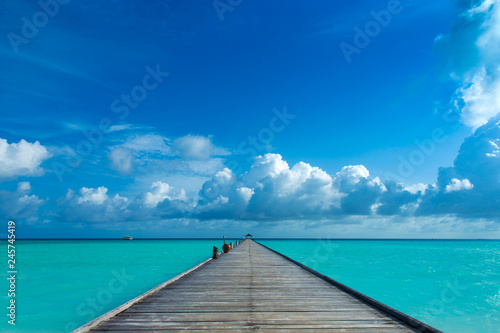 tropical Maldives island with white sandy beach and sea