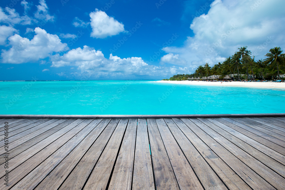 tropical Maldives island with white sandy beach and sea tropical Maldives island with white sandy beach and sea