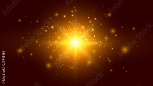 Golden Background with Particles and Light Effects