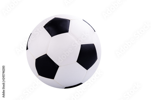 Leather soccer ball or football isolated on white background