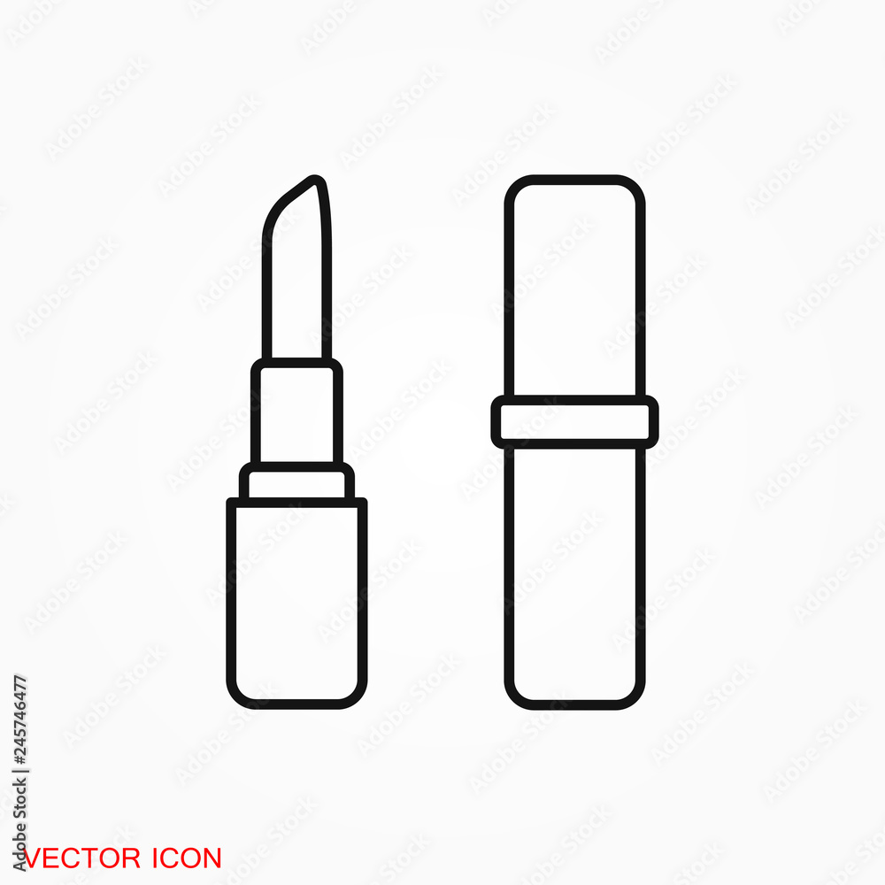 Lipstick icon, flat logo of lipstick, vector sign symbol for design