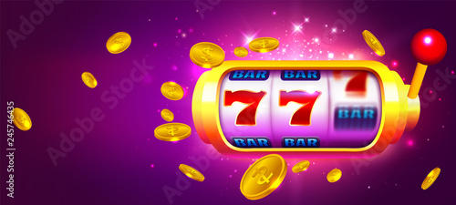 Trendy Casino Vector with Slot Machine and Coins