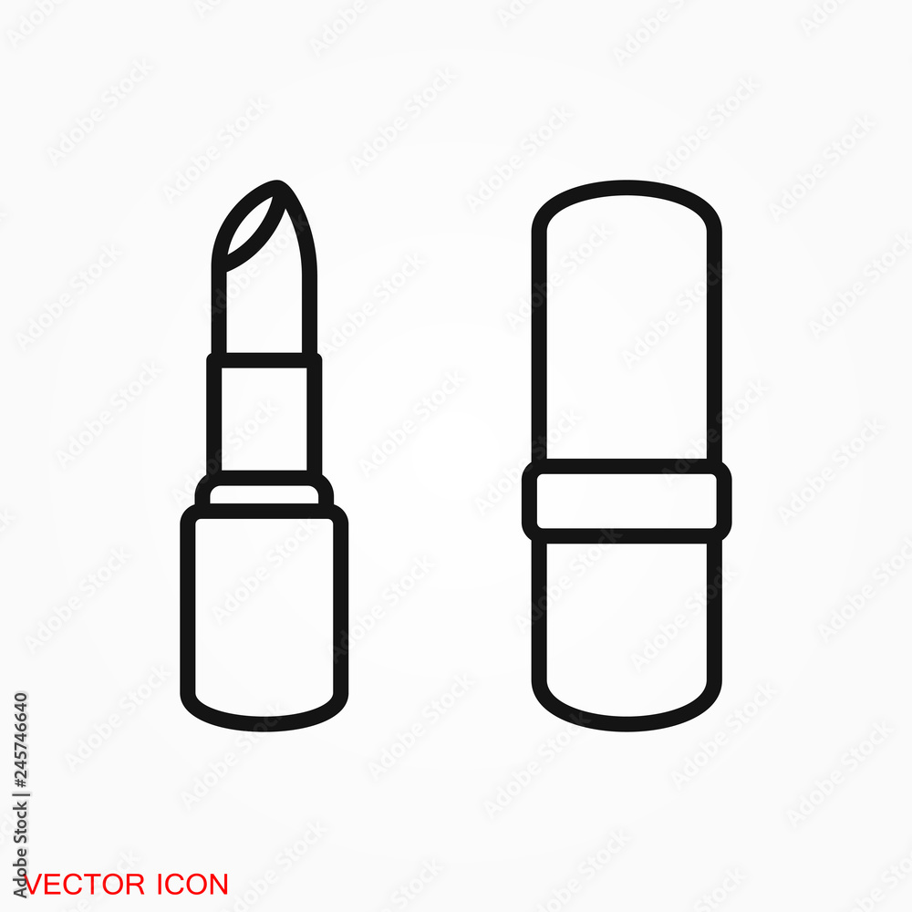 Lipstick icon, flat logo of lipstick, vector sign symbol for design Lipstick icon, flat logo of lipstick, vector sign symbol for design