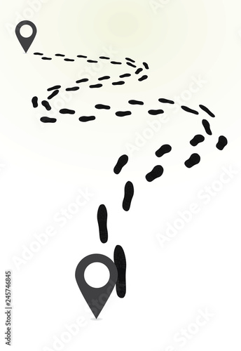 Shoe trail with pointers. vector illustration