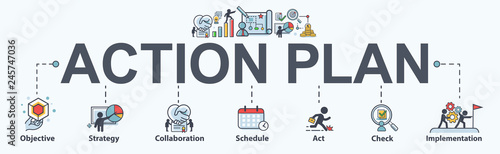 Fotografia Action plan banner web icon for business and marketing