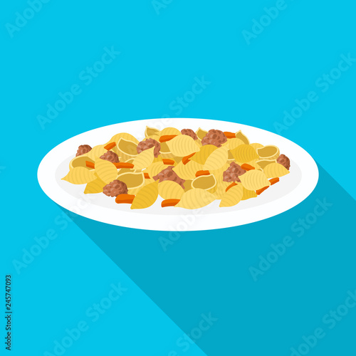 Vector design of pasta and carbohydrate icon. Collection of pasta and macaroni stock symbol for web.