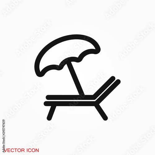 Chaise lounge icon logo, illustration, vector sign symbol for design