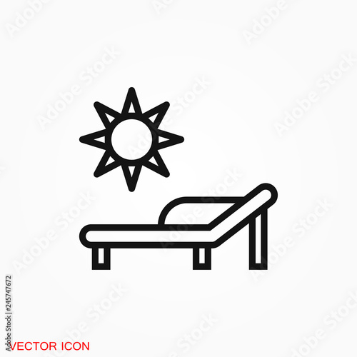 Chaise lounge icon logo, illustration, vector sign symbol for design