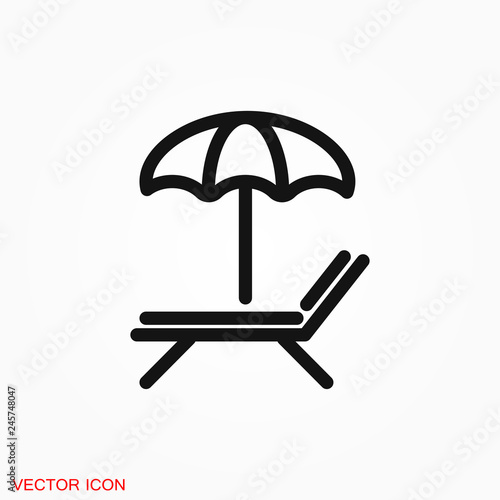 Chaise lounge icon logo, illustration, vector sign symbol for design