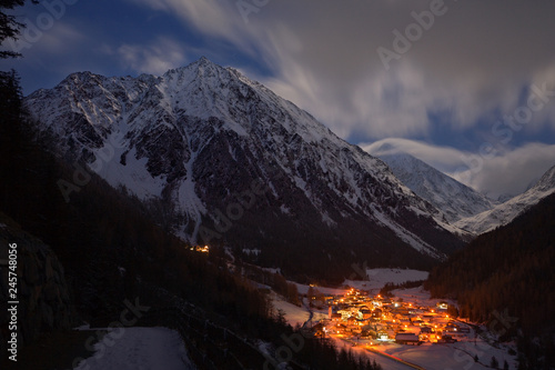 Illuminated Mountain Village  Austria