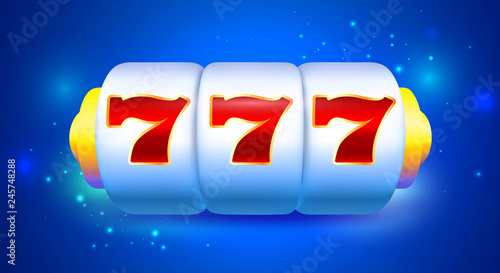 Spin and Win Slot Machine with Sevens. Bright Blue