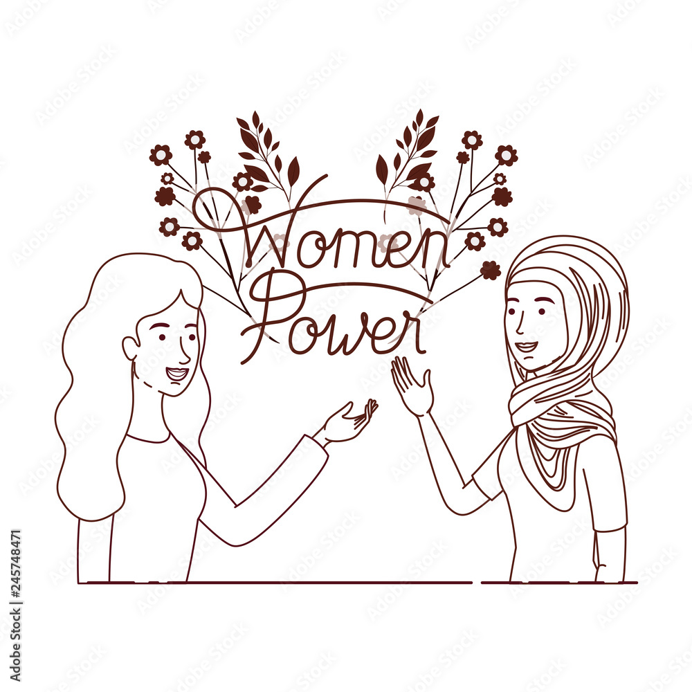 women with label women power avatar character women with label women power avatar character