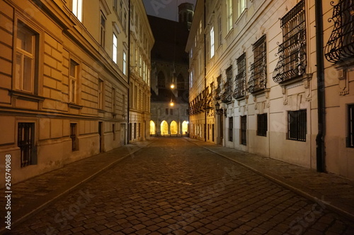 Night deserted streets of Vienna. © ReitNN