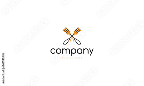 Pasta on Fork. Vector logo which depicts a fork with spaghetti.