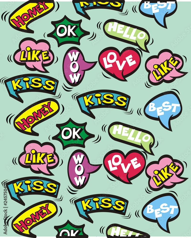 set of bubble text seamles pattern set of bubble text seamles pattern
