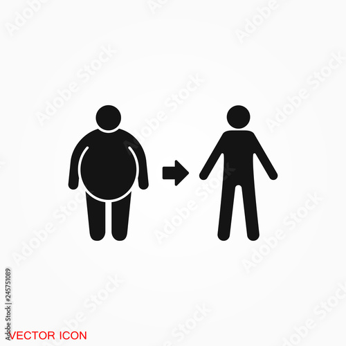 Weight loss icon logo, illustration, vector sign symbol for design