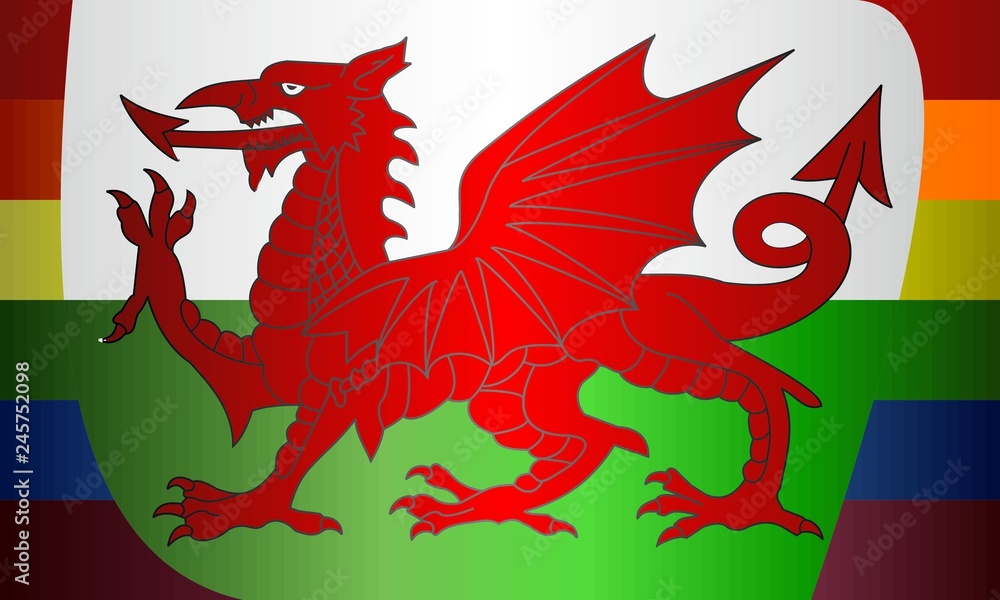Grunge Wales and Gay flags - Illustration
