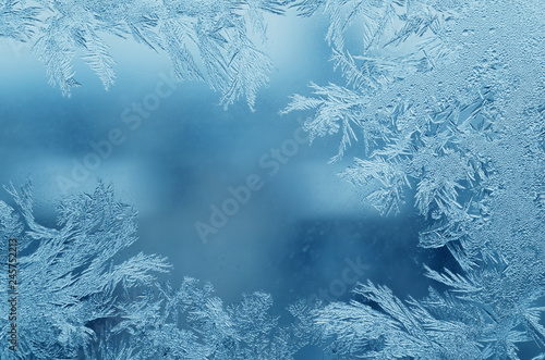 Obraz na płótnie Abstract frosty pattern on glass, background texture