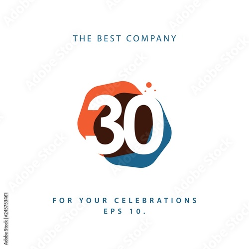 30 Year Anniversary Vector Template Design Illustration