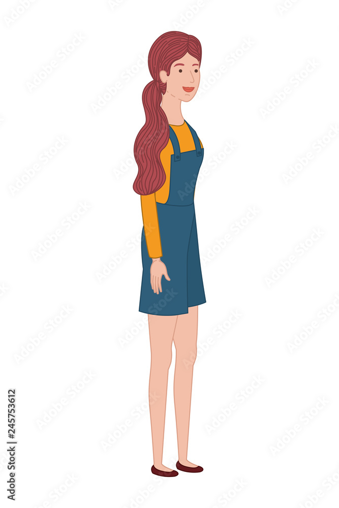 young woman standing avatar character young woman standing avatar character
