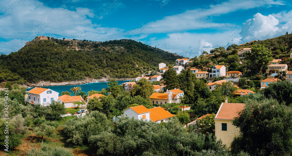 View of beautiful Assos village, Kefalonia island, Greece