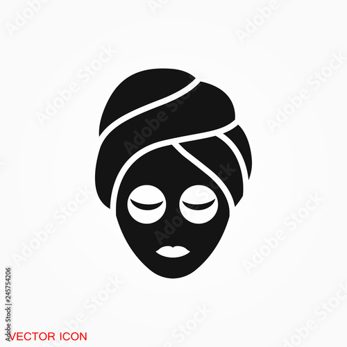 Facial mask icon logo, illustration, vector sign symbol for design