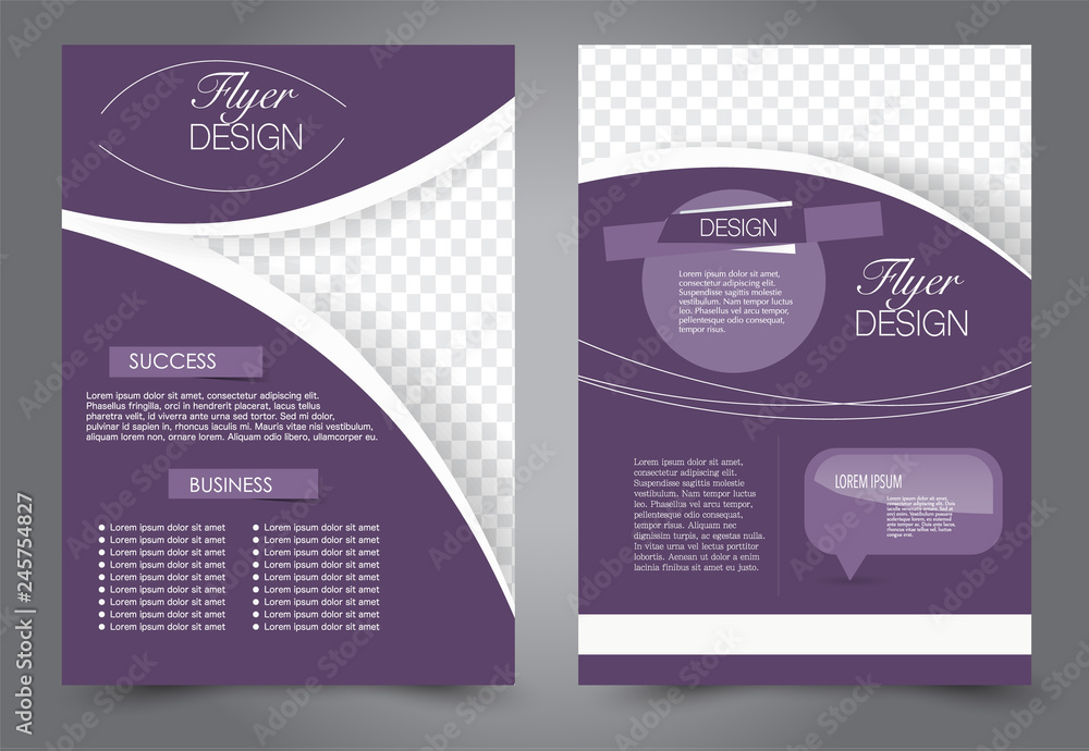 Abstract flyer template. Business brochure design. Purple color. Vector illustration.